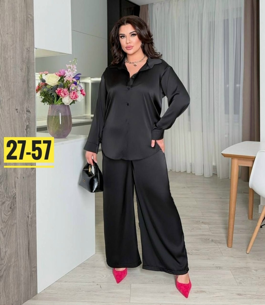 костюм брючный атласный шелковый в пижамном стиле,костюм с брюками арт. 11444644,костюм двойка женский,женский костюм свободного кроя,костюм женский свободного кроя арт. 12026141