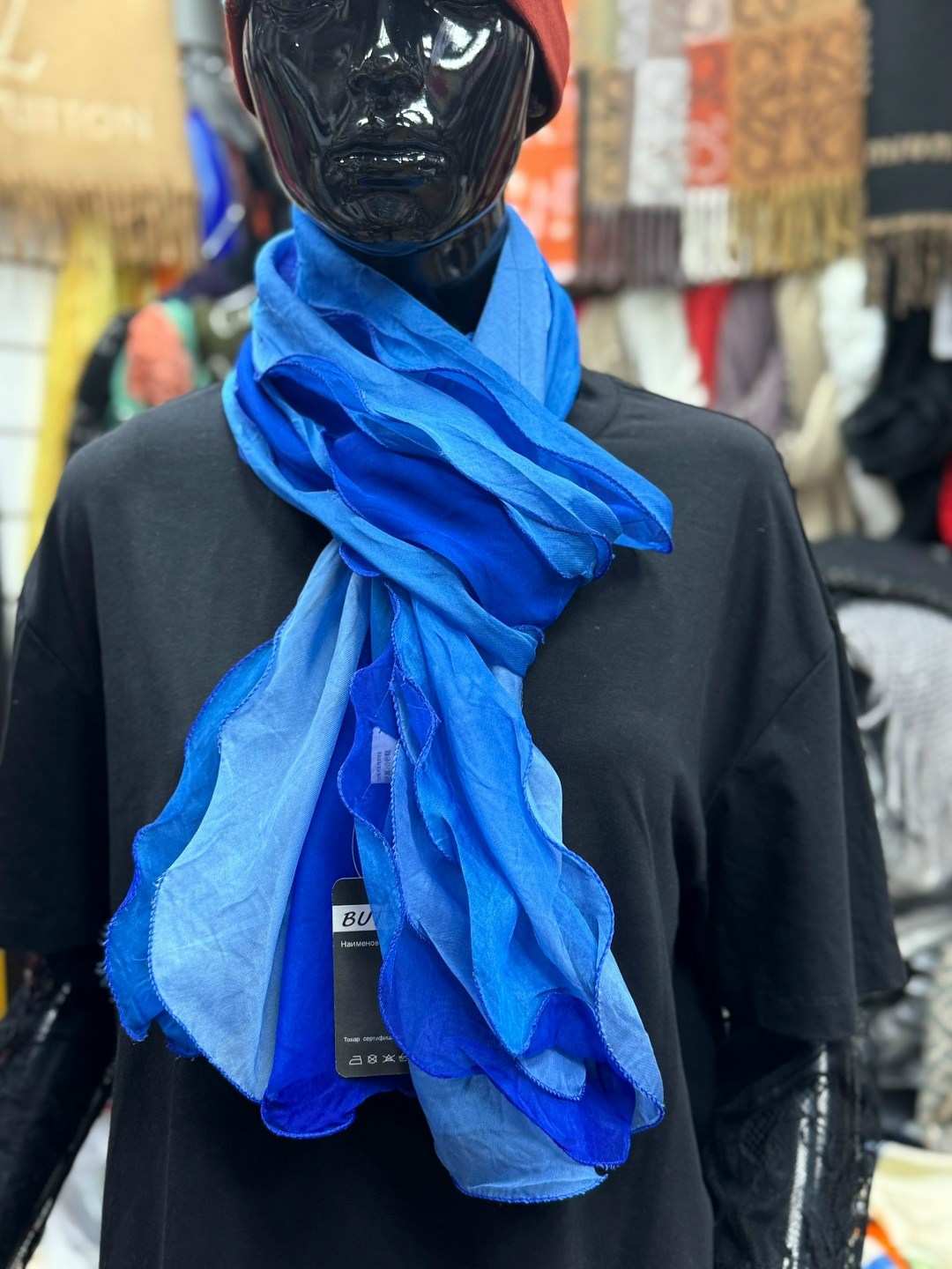 шелковый шарф,шарф женские,шарфы для женщин,шифоновые палантины,шарф синий