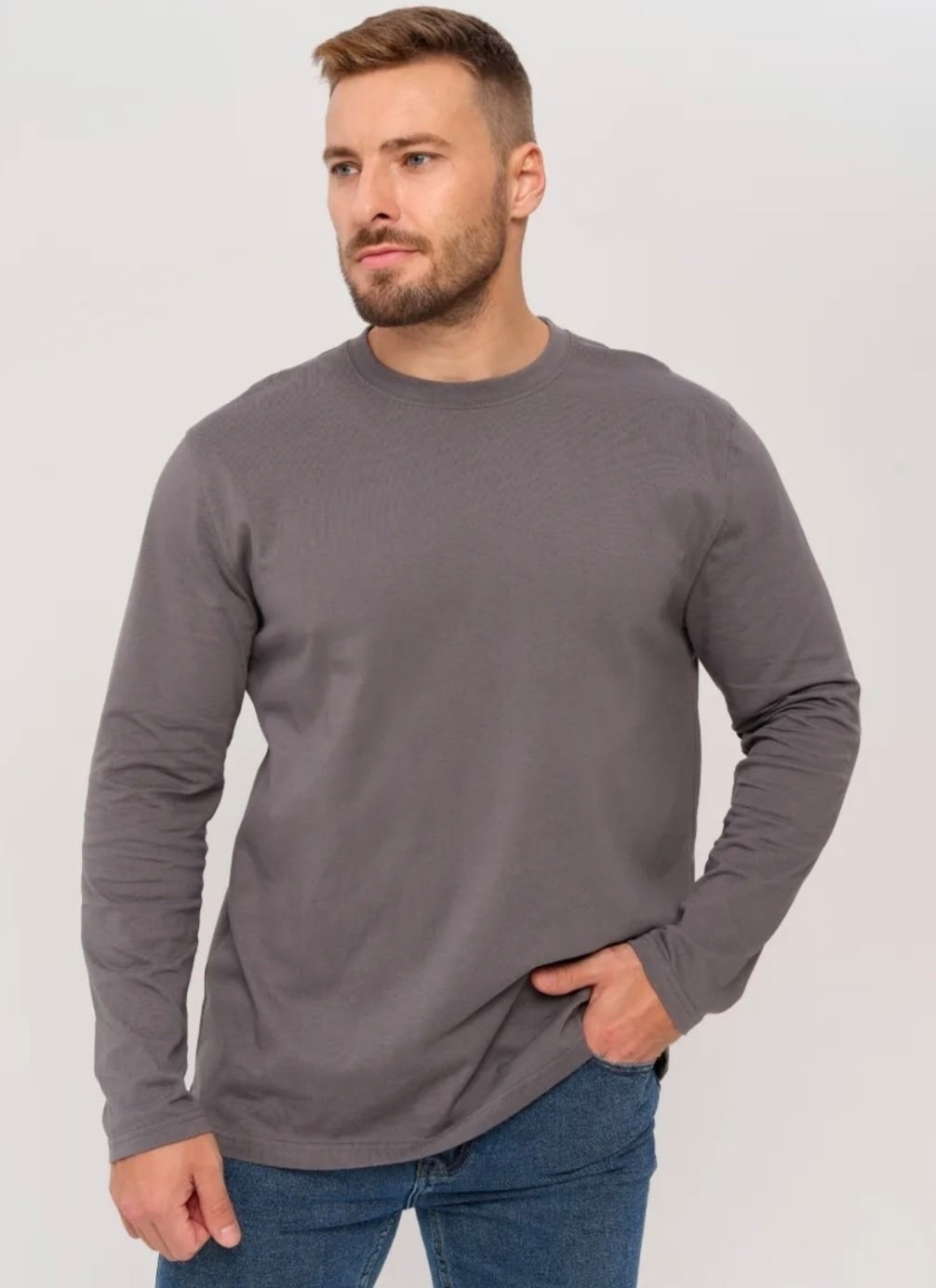 лонгслив,серый лонгслив,мужской лонгслив,лонгслив с длинный рукавом,лонгслив универсальный