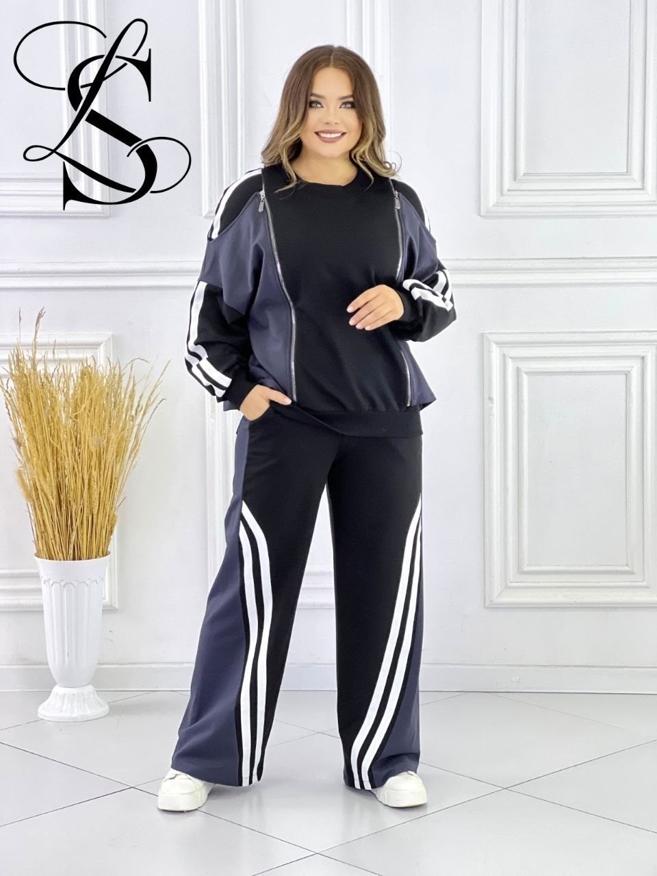 спортивный костюм женский модный больших размеров,костюм брючный спортшик,костюм двойка,костюм женский,костюм брючный большого размера спорт svetluna
