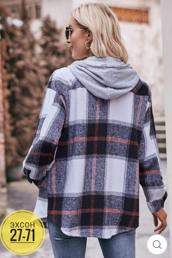 рубашка с капюшоном,рубашка в клетку женская,рубашка утепленная женская в клетку больших размеров,клетчатая кофта,рубашка женская