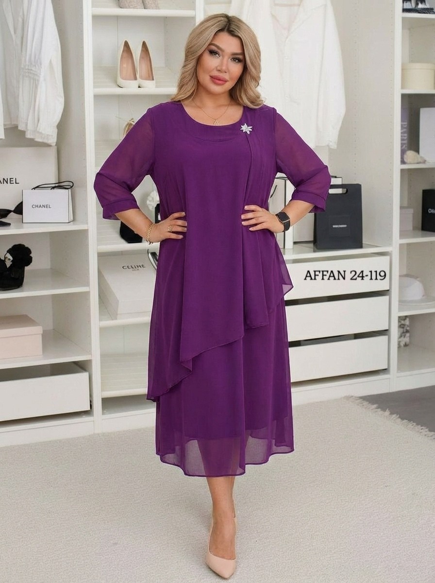 шифоновое платье большого размера binmoda,шифоновое нарядное платье больших размеров,платье,платье шифон,платья из шифона больших размеров