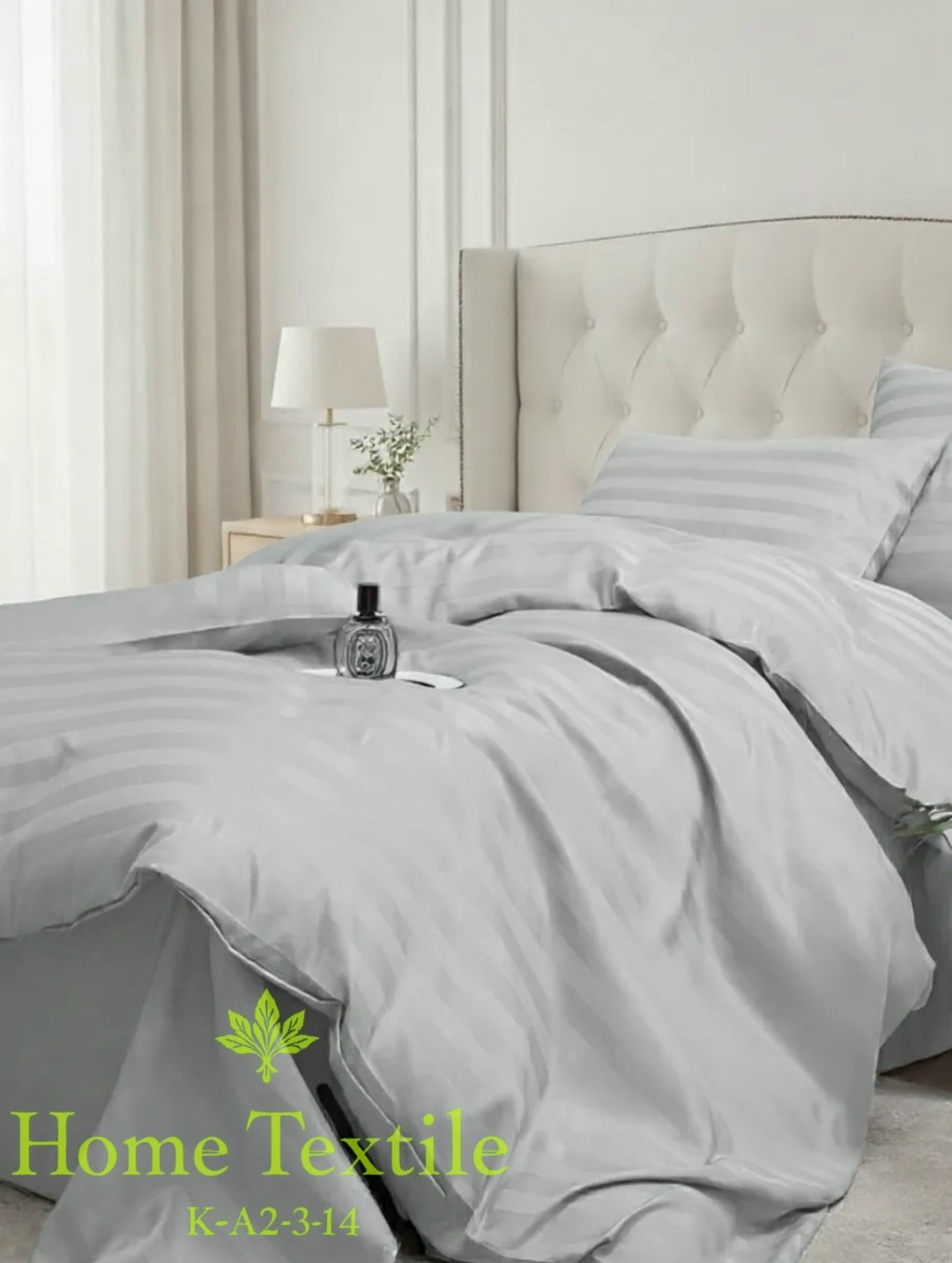 комплект постельного белья страйп сатин,постельное белье страйп сатин,комплект постельного белья winni страйп сатин,кпб страйп сатин серый,страйп сатин