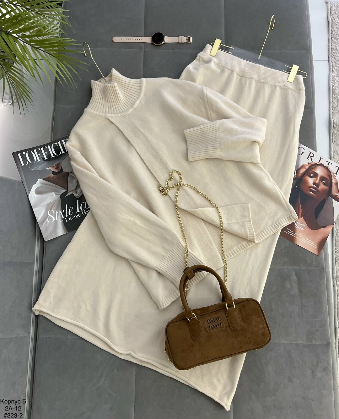 трикотажные костюмы,женские костюмы,костюм вязаный трикотажный теплый с брюками eva coosh,костюм трикотаж,кашемировый костюм