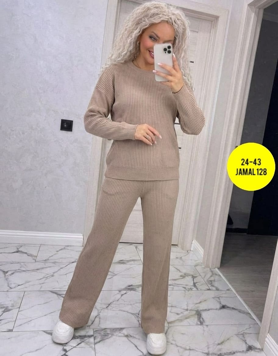 костюм женский,вязаный костюм с брюками палаццо,трикотажные костюмы,костюм двойка кашемир,вязаный брючный костюм