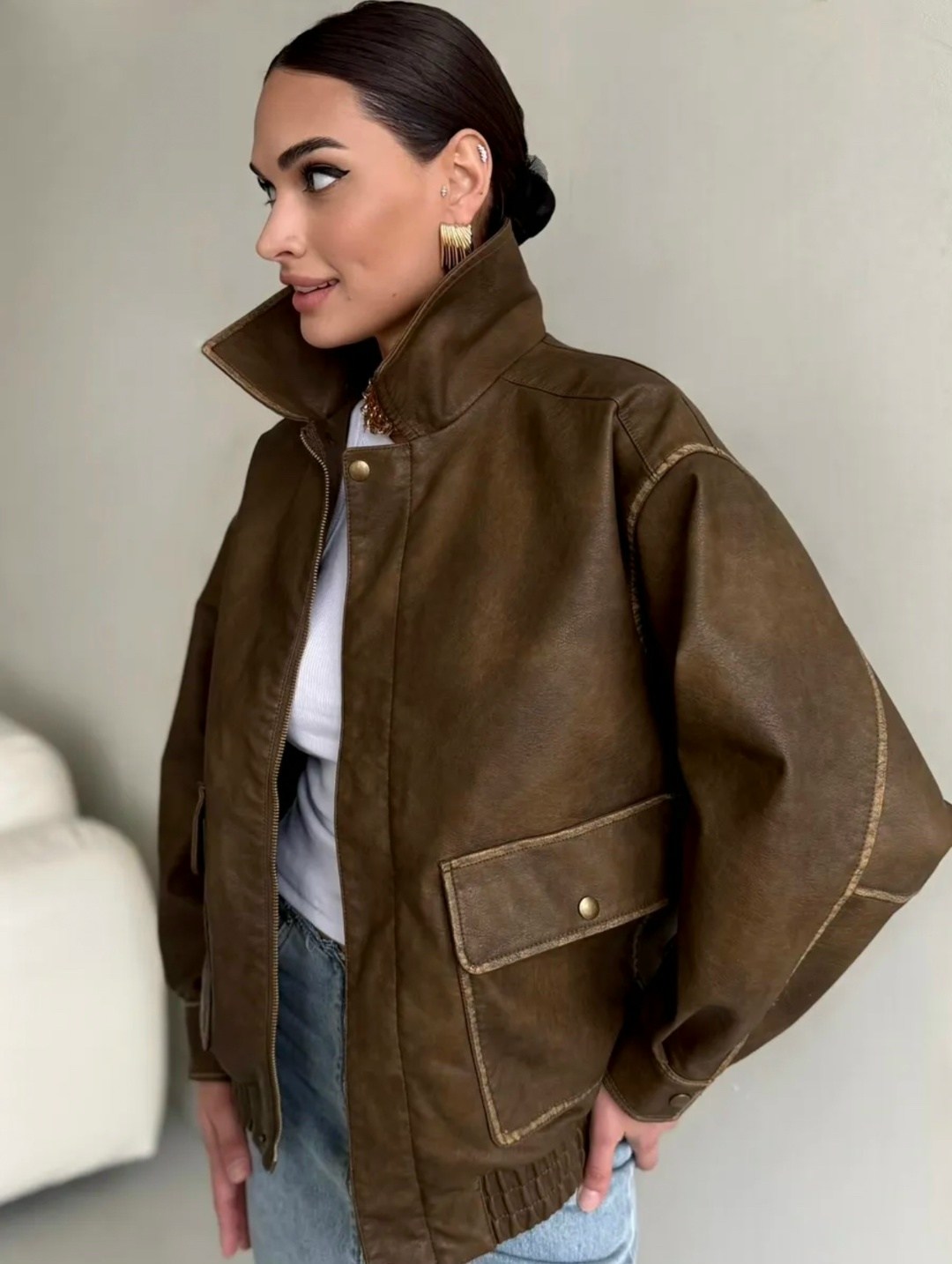 кожаные куртки,длинная джинсовая юбка,джинсовая юбка,куртка коричневая,женская кожаная куртка