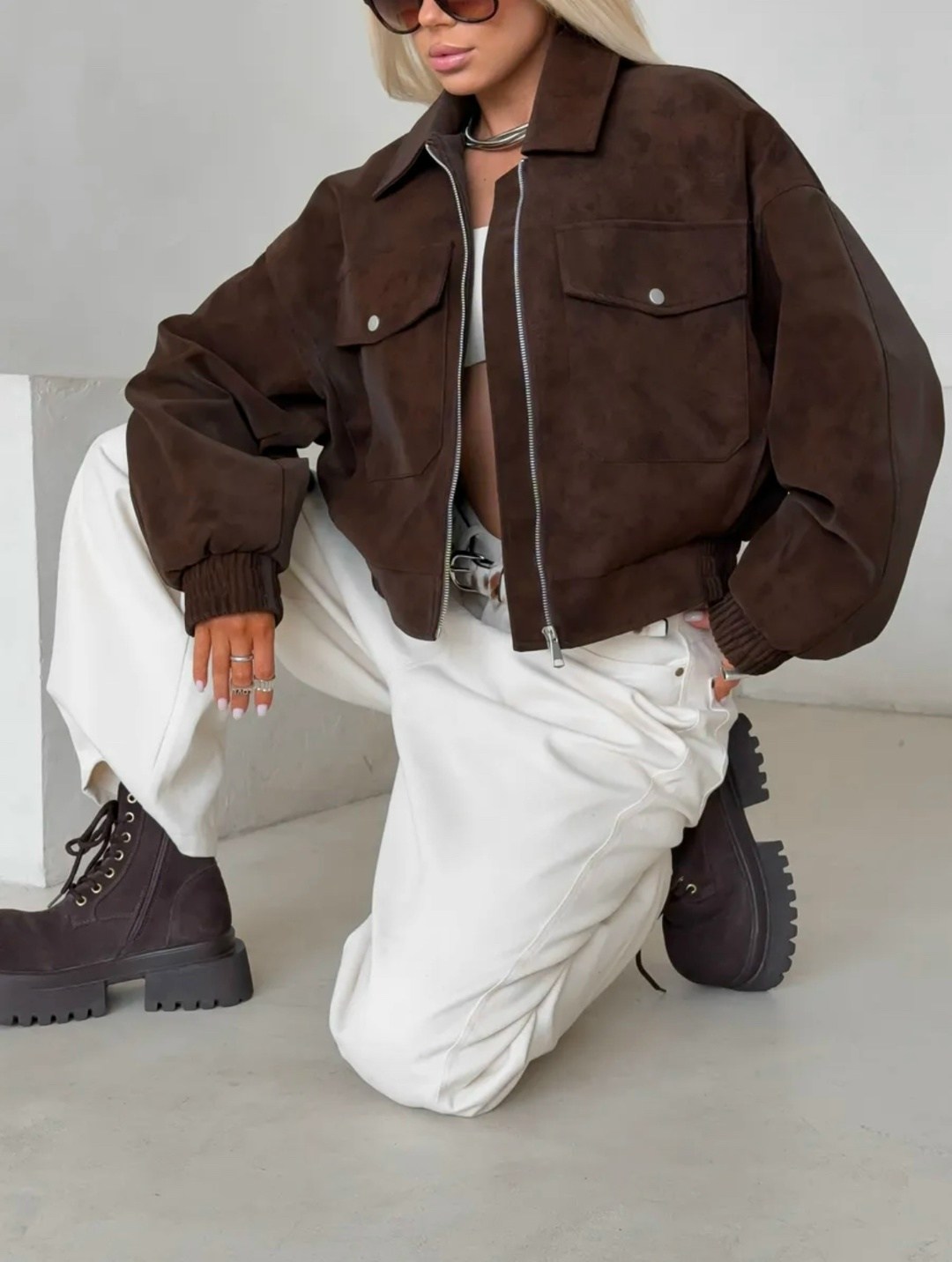 бомбер укороченный оверсайз замшевый куртка рабочего тренд saint shine,бомбер замшевая куртка оверсайз saint shine,бомбер женский кожаный куртка осенняя оверсайз ветровка,косуха бомбер укороченная кур