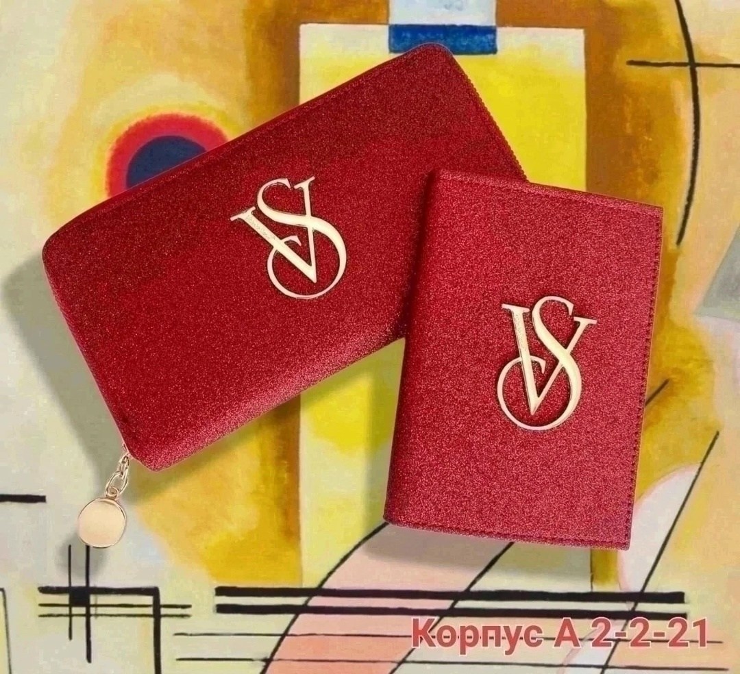 набор кошелек,обложка на паспорт виктория сикрет,женские кошельки,кошелек обложка,обложка на паспорт