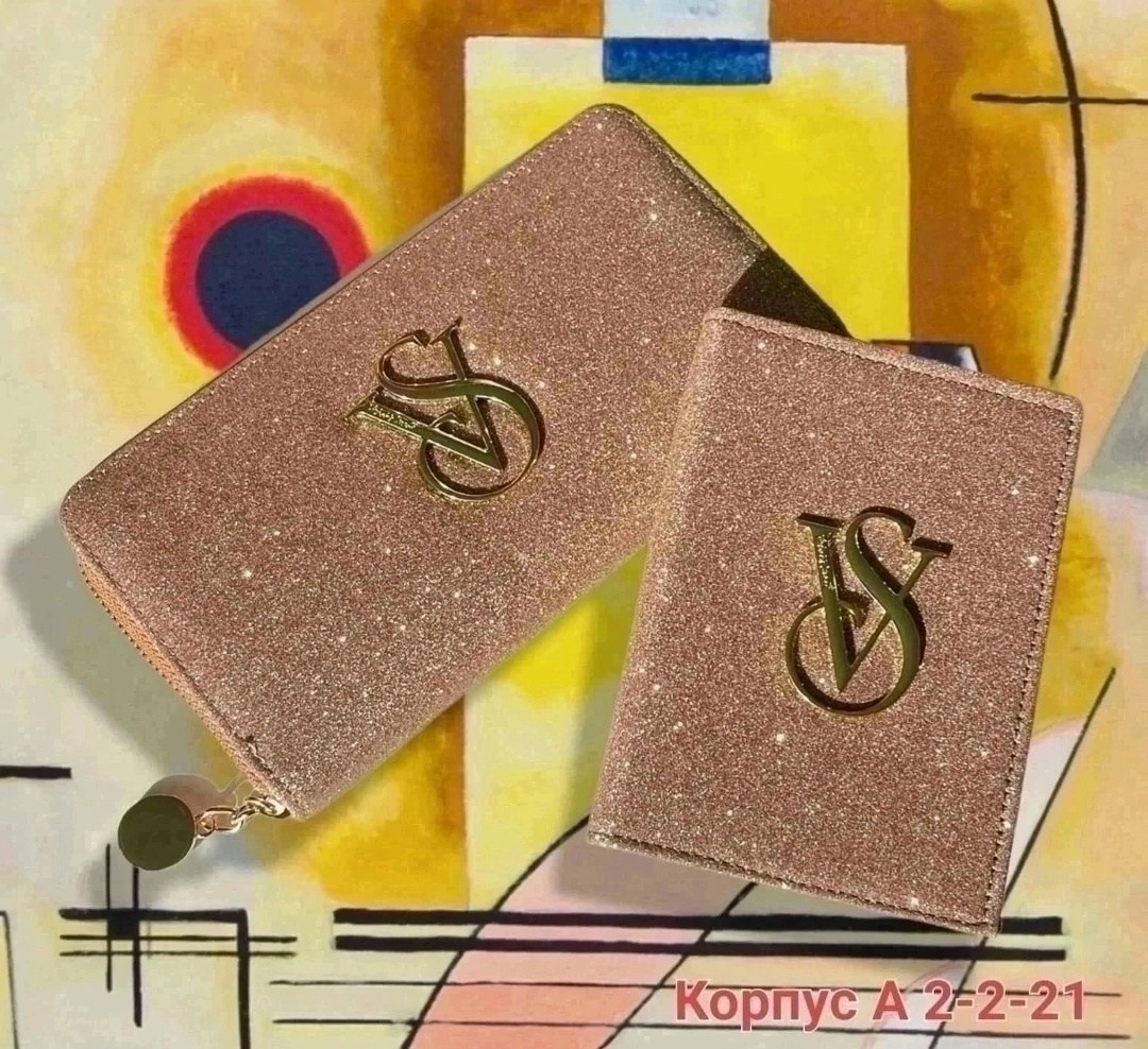 набор кошелек,обложка на паспорт виктория сикрет,женские кошельки,кошелек обложка,обложка на паспорт