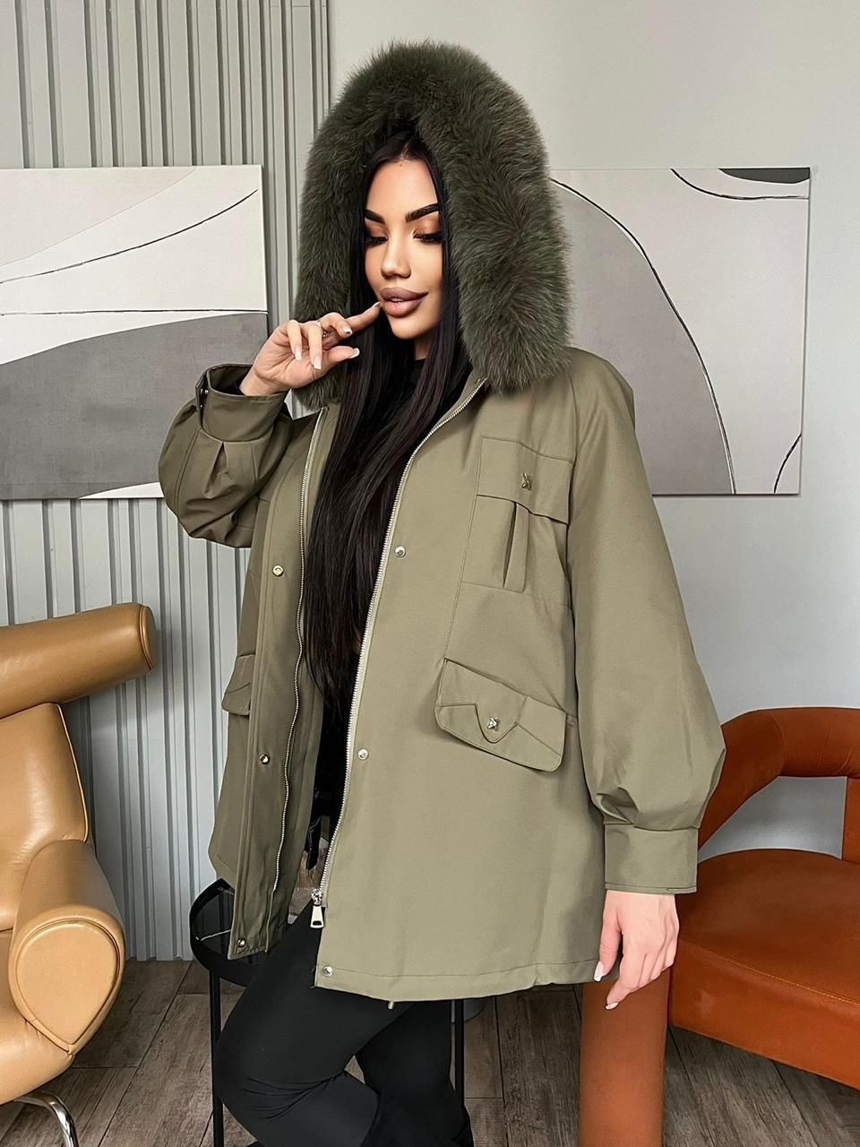 женская парка,пуховик с натуральным мехом,парка с мехом,парка зимняя,зеленая парка с мехом