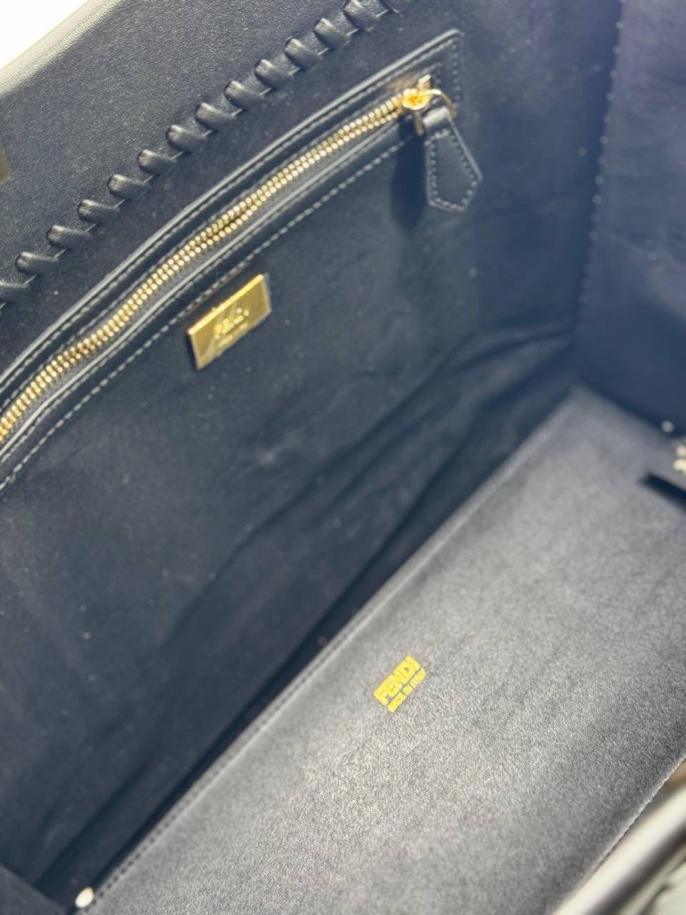 сумка fendi,женская сумка fendi,сумка фенди,женская кожаная сумка fendi sunshine medium черная 35 см,сумка-тоут fendi