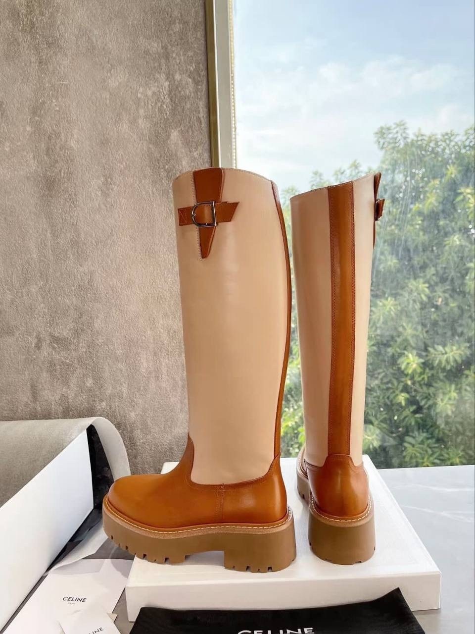 сапоги celine,женские сапоги,бежевые сапоги,сапоги из натуральная кожа,celine сапоги женские