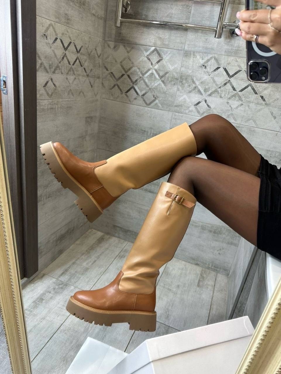 сапоги celine,женские сапоги,бежевые сапоги,сапоги из натуральная кожа,celine сапоги женские