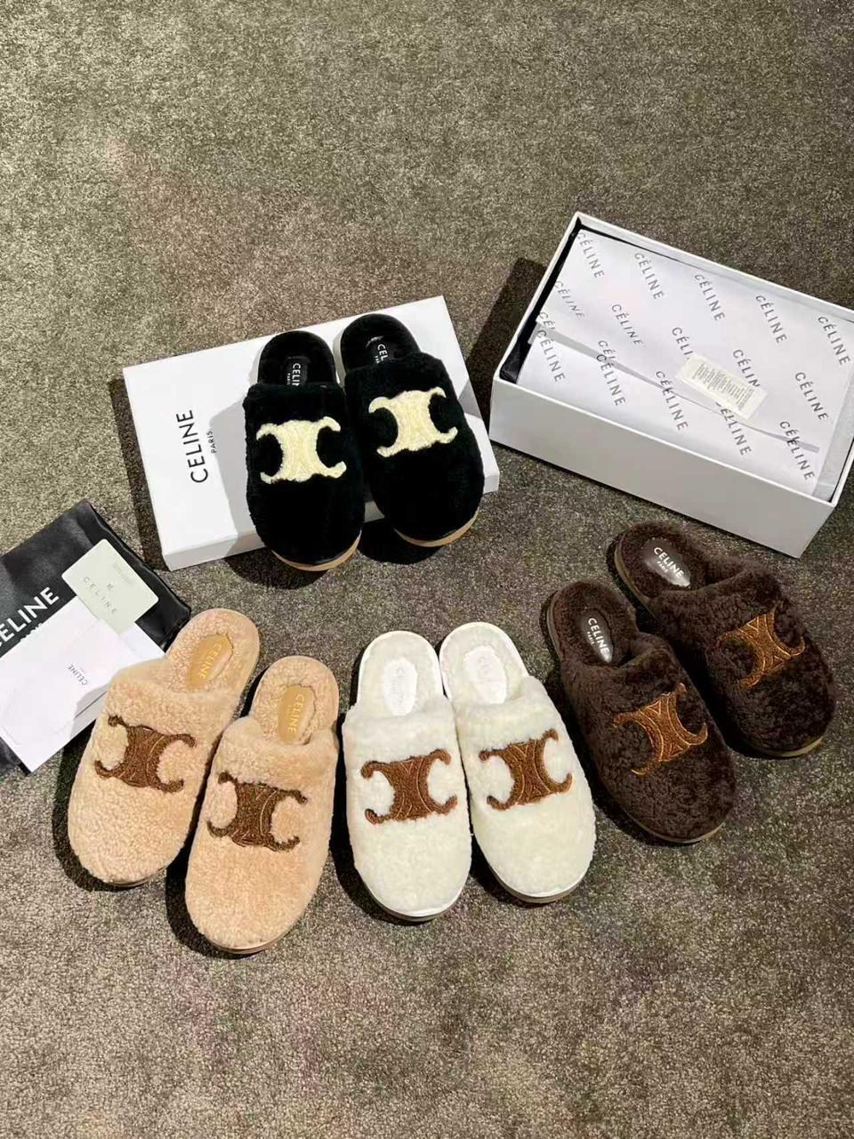 тапочки женские,тапочки celine,тапочки меховые,модные тапочки,тапки меховые