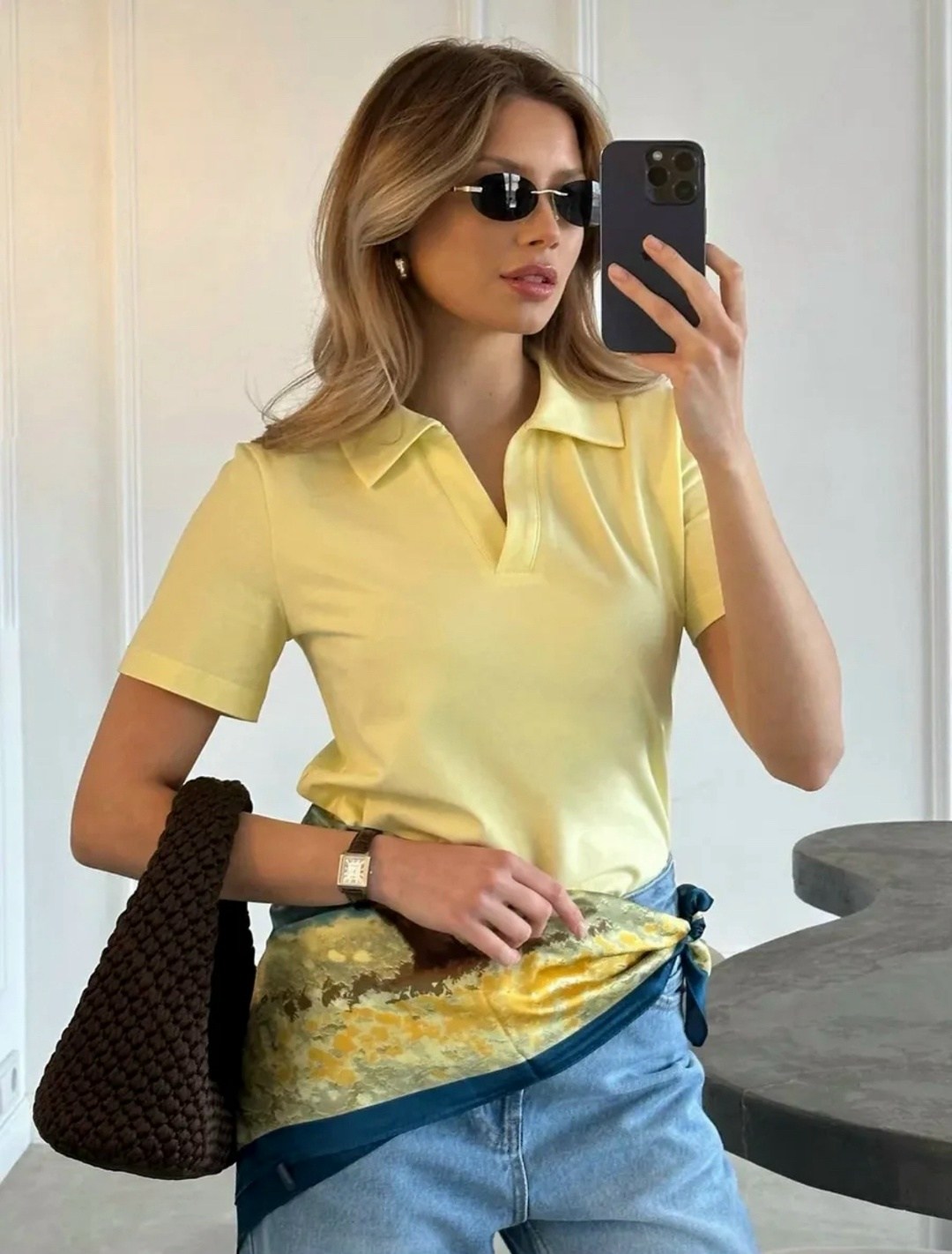 женская футболка поло,футболка женская желтая,футболка поло базовая,футболки поло,одежда для женщин