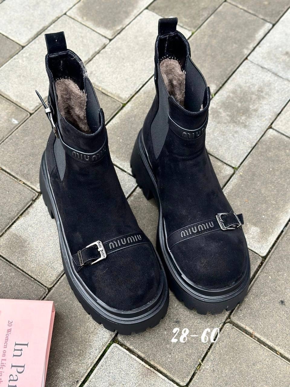 ботинки замшевые miu miu,,ботинки зимние miu miu,женские ботинки, женская