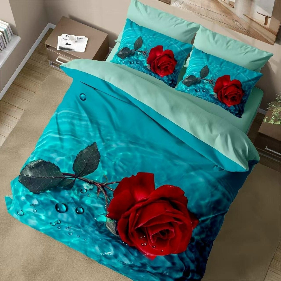 комплект постельного белья,постельное белье,комплект постельного белья из полиэстера с 3d цветами,постельное белье из сатина,комплект постельного белье евро