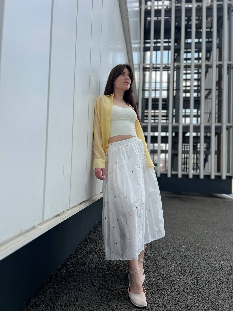 миди юбка,юбка женская,рубашка желтая,рубашка модная,юбка