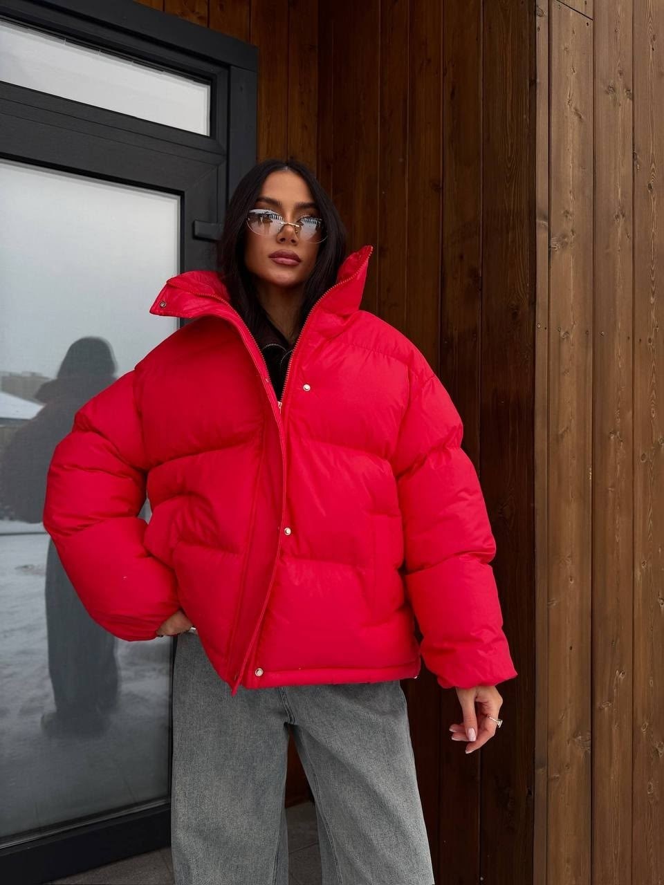 женская зимняя укороченная куртка-пуховик,куртка оверсайз,куртка-пуховик,пуховик оверсайз,теплая куртка