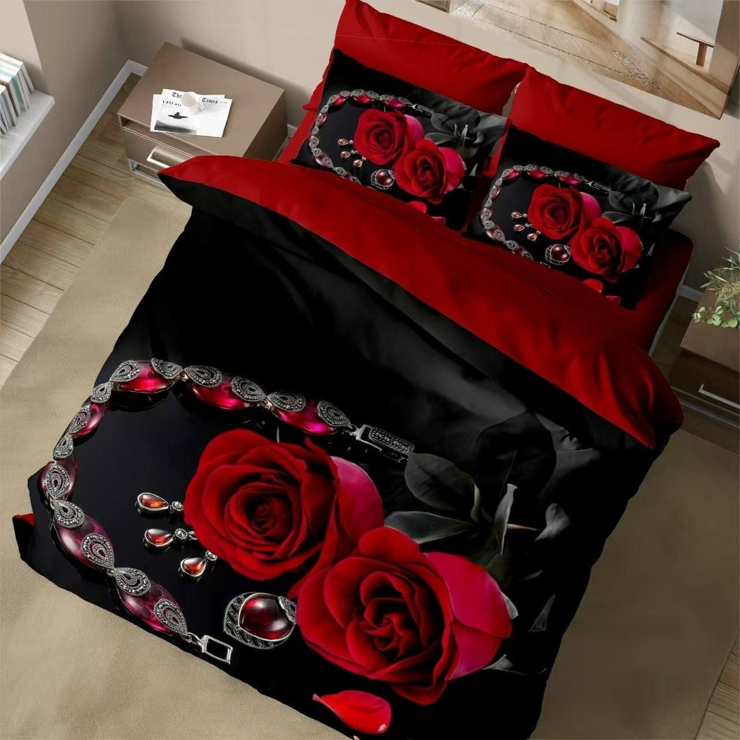 комплект постельного белья,постельное белье,комплект постельного белья из полиэстера с 3d цветами,постельное белье из сатина,комплект постельного белье евро