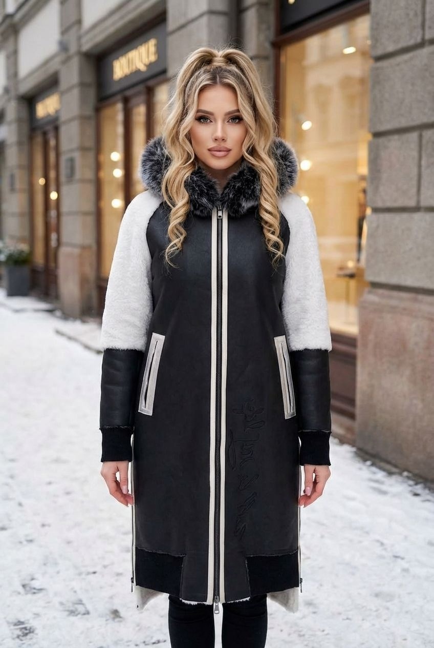 комбинированные дубленки,двусторонняя женская дублёнка,женские дублёнки,двусторонняя дубленка,двухсторонняя женская дубленка с капюшоном