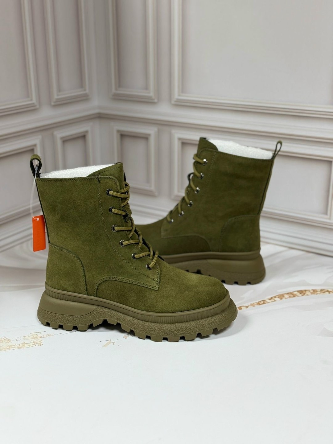 версия ботинки темно-зеленый замша,,ботинки женские,ботинки,ботинки женские зимние