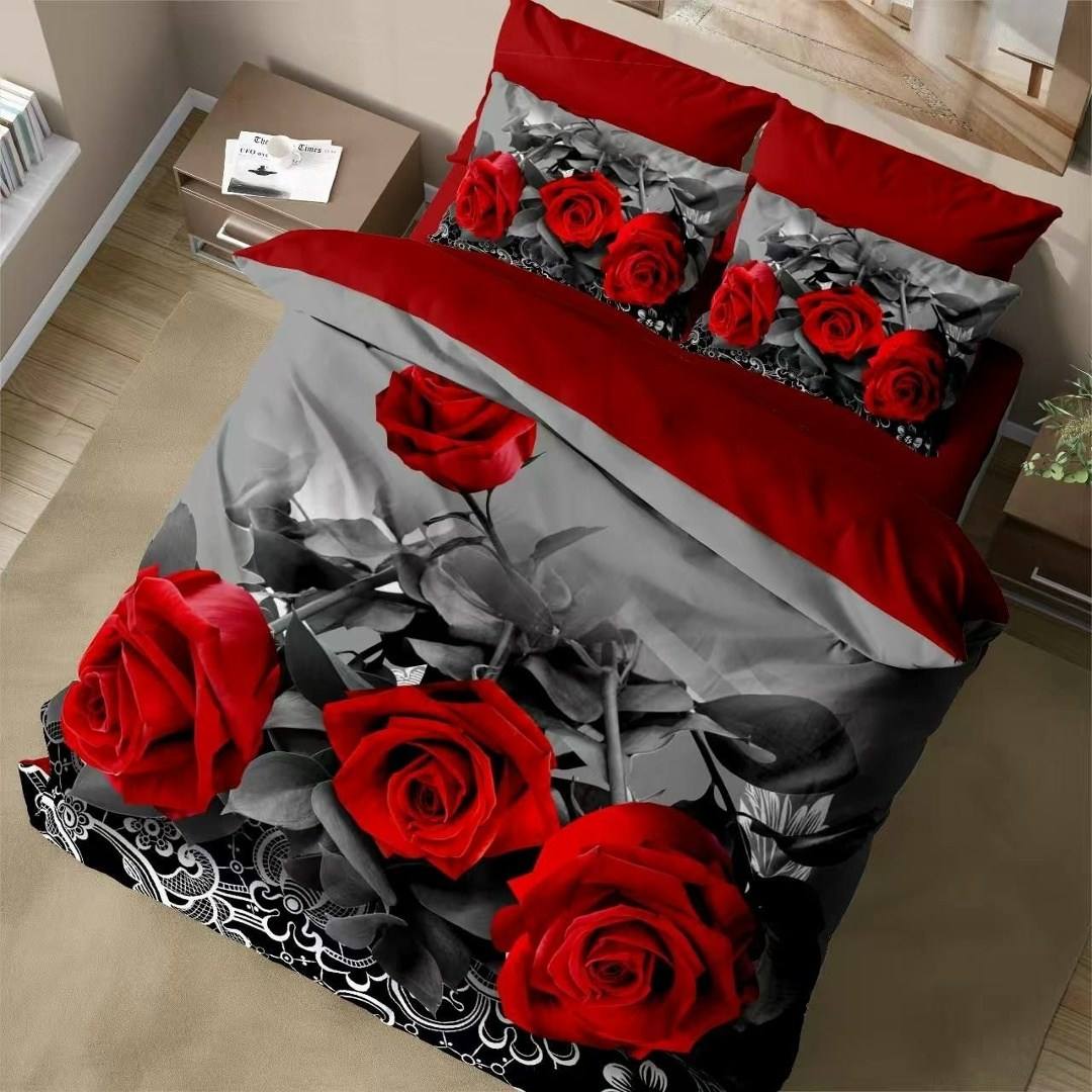 комплект постельного белья,постельное белье,комплект постельного белья из полиэстера с 3d цветами,постельное белье из сатина,комплект постельного белье евро