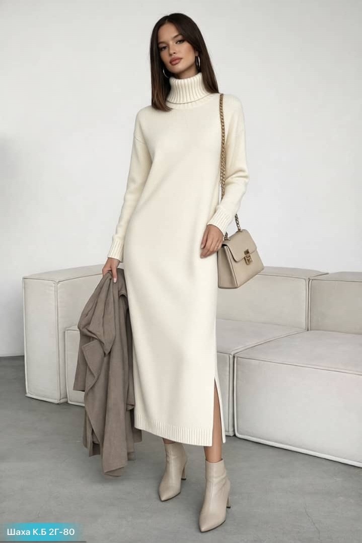 женское кашемировое платье-свитер с высоким воротником в стиле оверсайз,платье длинное трикотажное в рубчик с горлом серый меланж,трикотажное платье,платье вязаное,длинное вязаное платье
