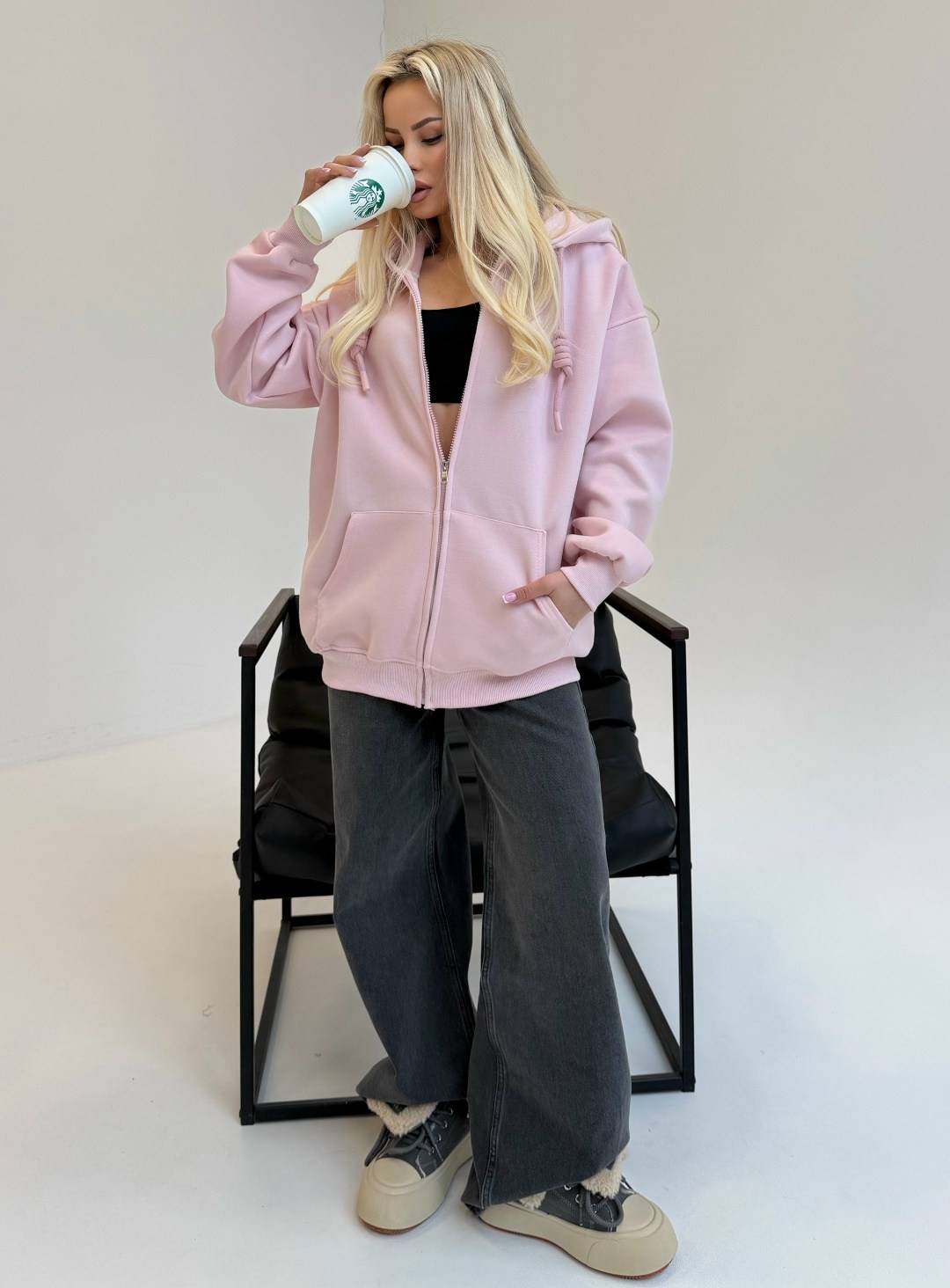 кофта худи зипка на молнии укороченная спортивная gracenn garb,толстовка женская,толстовка оверсайз с капюшоном на короткой молнии sport casual цвет розовый,толстовка оверсайз с капюшоном,толстовка ка