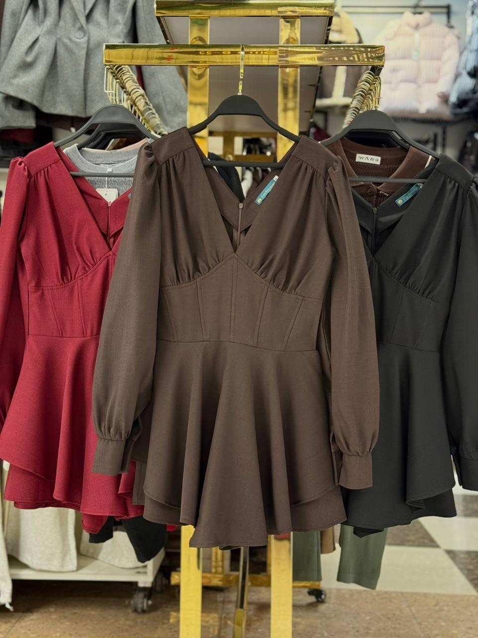 платье,стильное платье,женский костюм,платье коричневое,платье с корсетом