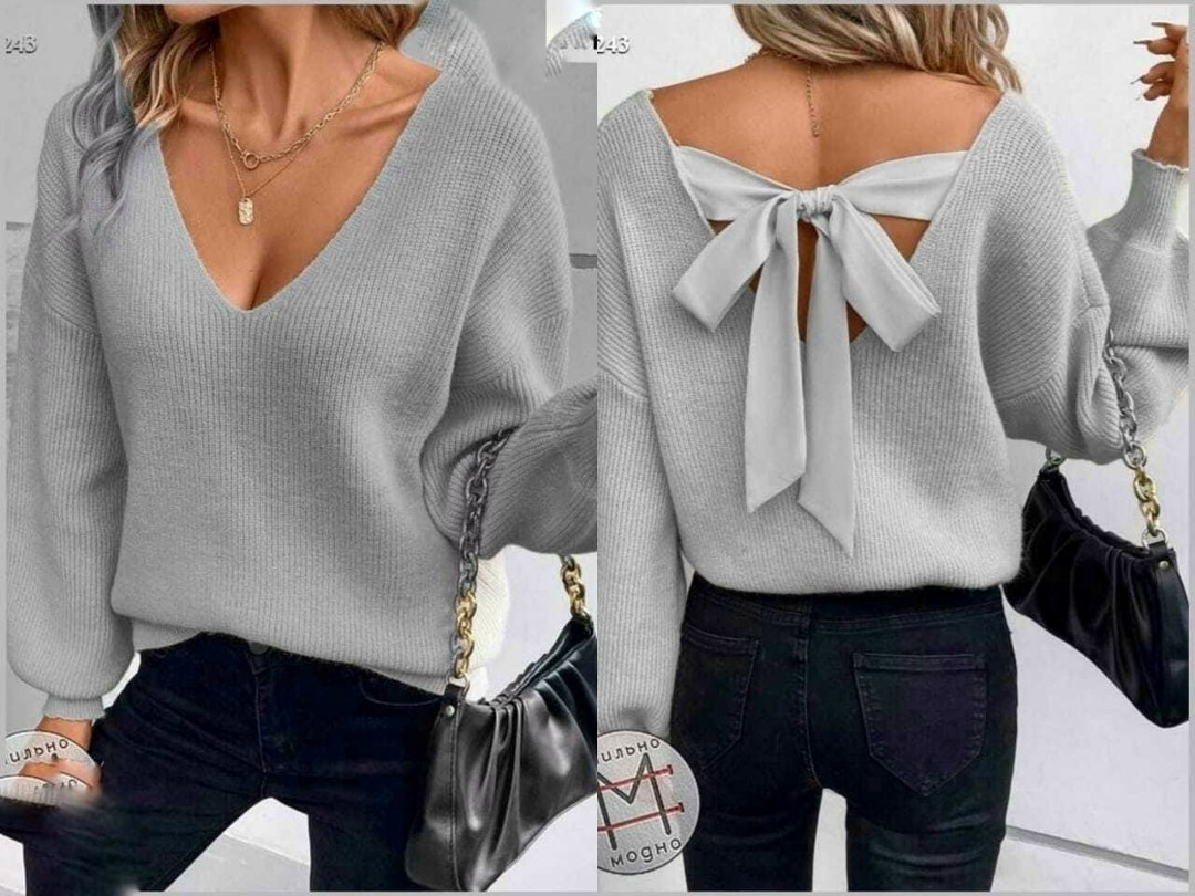 кофта с бантом,женская блузка,свитер с бантом на спине,женские кофты,кофта с открытой спиной