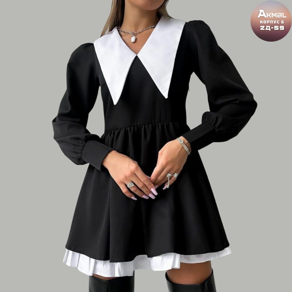 черное платье с белым воротником,школьное платье,платье с воротником,женское платье с белым воротником в стиле венсдей,красивые школьные платья
