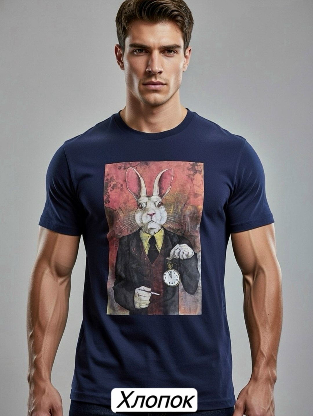 футболка мужская,футболка кролик,футболки для мужчин,мужская мода,футболка с зайцем