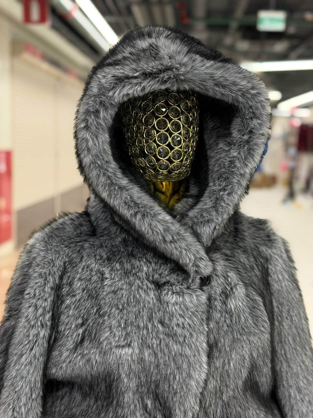 женская шуба,шуба,шуба из экомеха с капюшоном,шуба из эко меха fidan цвет серый,женская шуба из натурального кроличьего меха