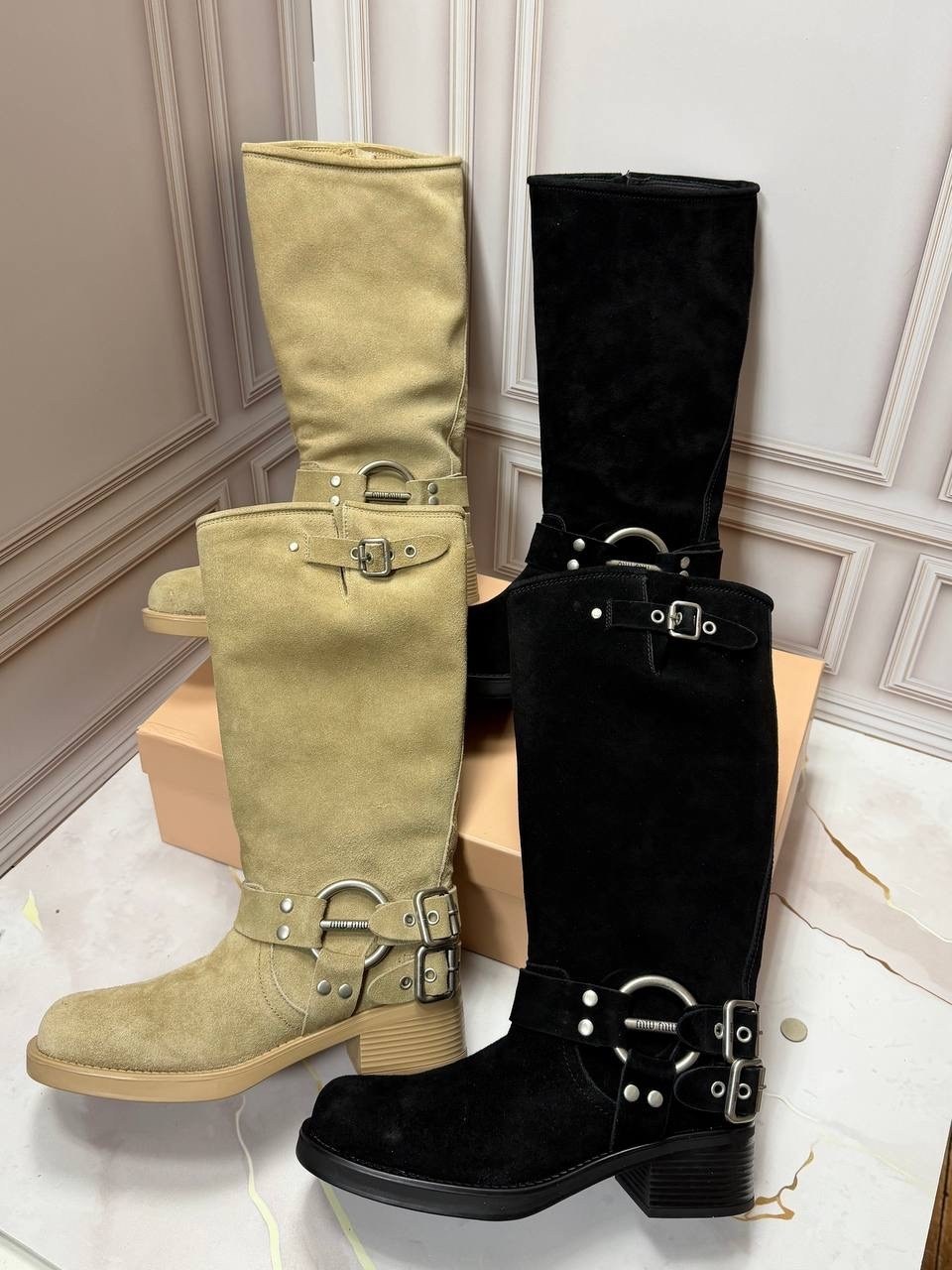 женские сапоги,,сапоги miu miu,сапоги miu,сапоги из замши