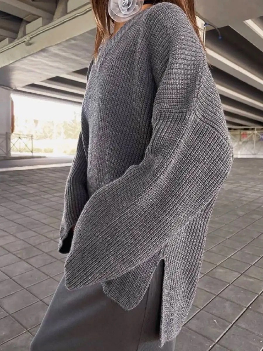 свитер оверсайз вязаный удлиненный cooshe,свитер серый оверсайз удлиненный surat,свитер оверсайз без горла джемпер вязаный удлиненный sherry,объемный вязаный свитер с круглым вырезом темно-серый,свите