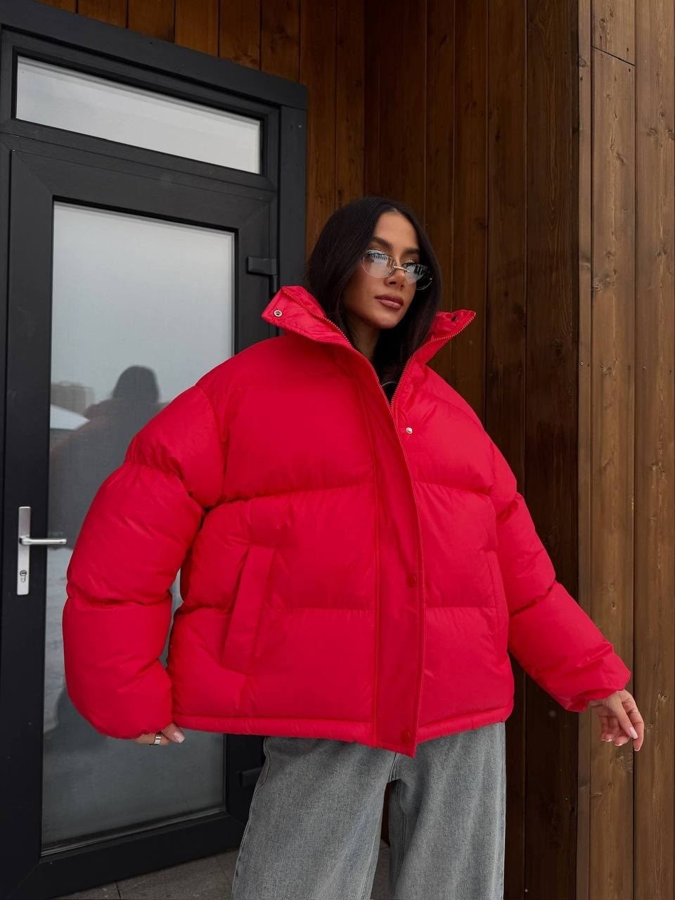 женская зимняя укороченная куртка-пуховик,куртка оверсайз,куртка-пуховик,пуховик оверсайз,теплая куртка