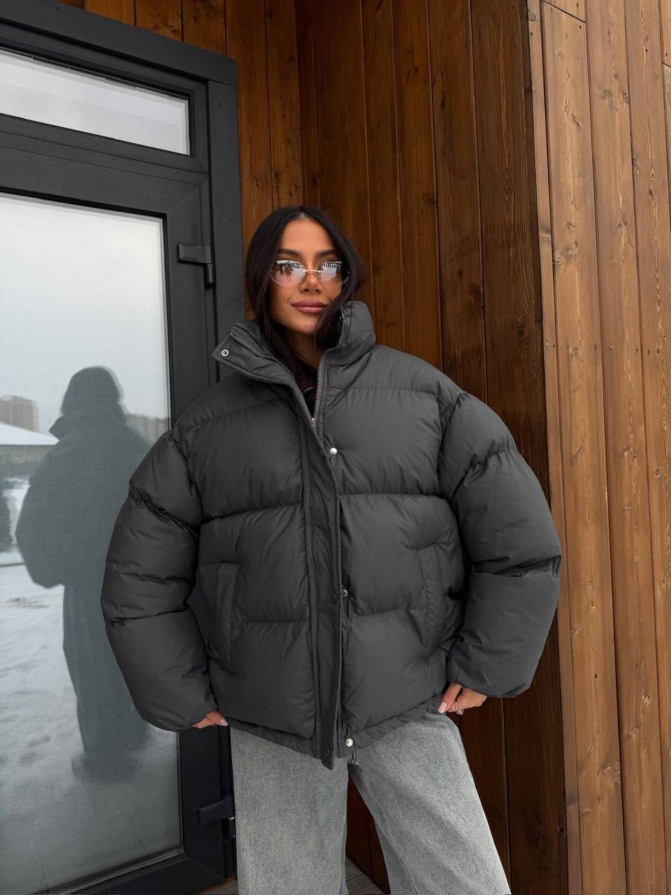 женская зимняя укороченная куртка-пуховик,куртка оверсайз,куртка-пуховик,пуховик оверсайз,теплая куртка