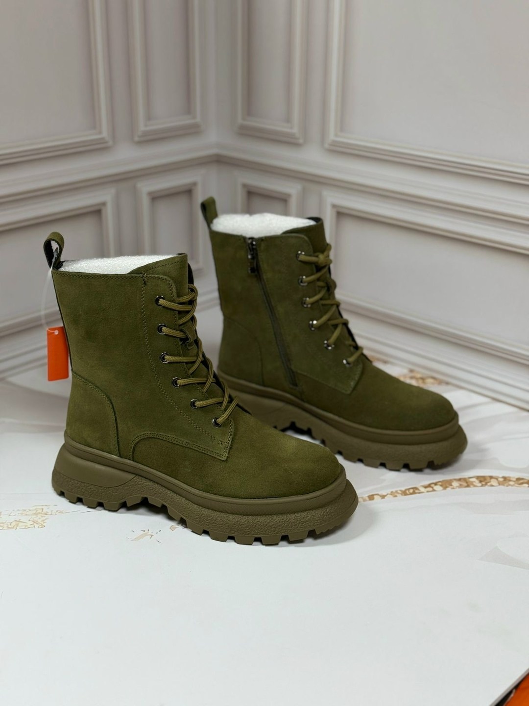 версия ботинки темно-зеленый замша,,ботинки женские,ботинки,ботинки женские зимние