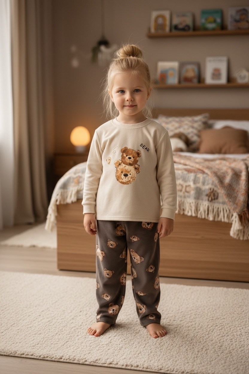 детская пижама,пижама для девочек,пижама детская kaftan "мишка" р.36 (134-140),пижама детская kaftan "мишка" р.28 (86-92),теплые пижамы детские