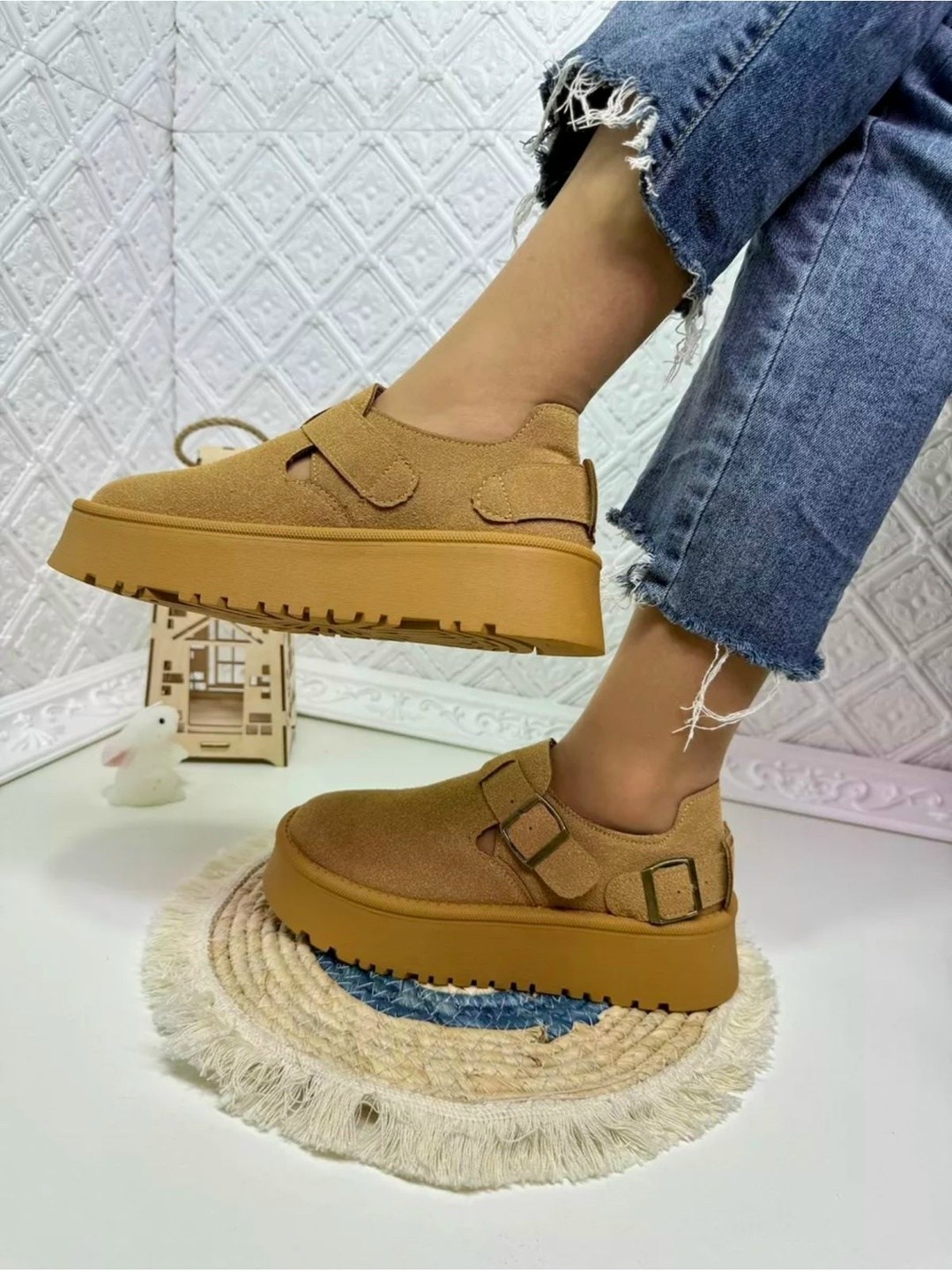 ,женская , на платформе,повседневная ,замшевые ботинки на толстой платформе