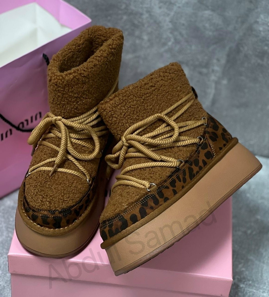 ,угги луноходы меховые на высокой подошве besmoda shoes 256523753,женские угги,угги луноходы меховые на шнуровке besmoda, женская