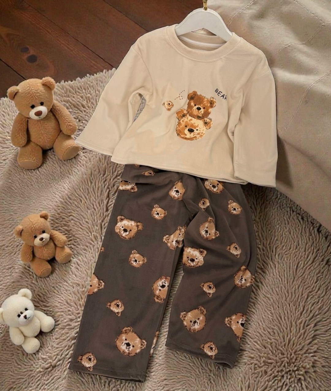 детская пижама,пижама для девочек,пижама детская kaftan "мишка" р.36 (134-140),пижама детская kaftan "мишка" р.28 (86-92),теплые пижамы детские