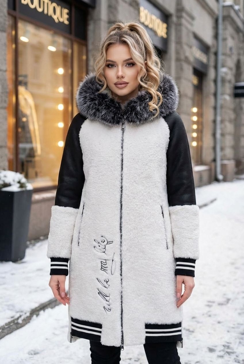 комбинированные дубленки,двусторонняя женская дублёнка,женские дублёнки,двусторонняя дубленка,двухсторонняя женская дубленка с капюшоном