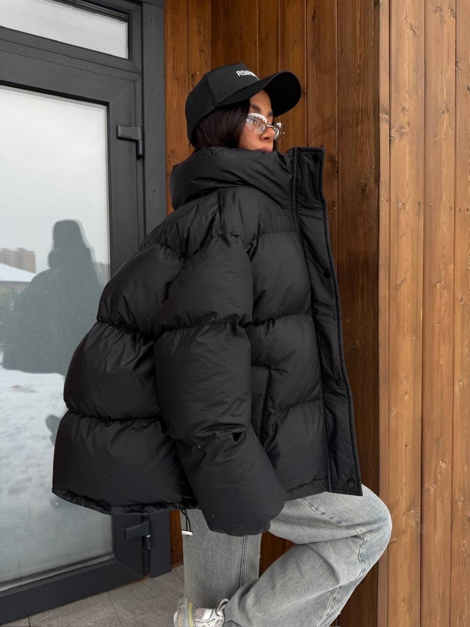 женская зимняя укороченная куртка-пуховик,куртка оверсайз,куртка-пуховик,пуховик оверсайз,теплая куртка