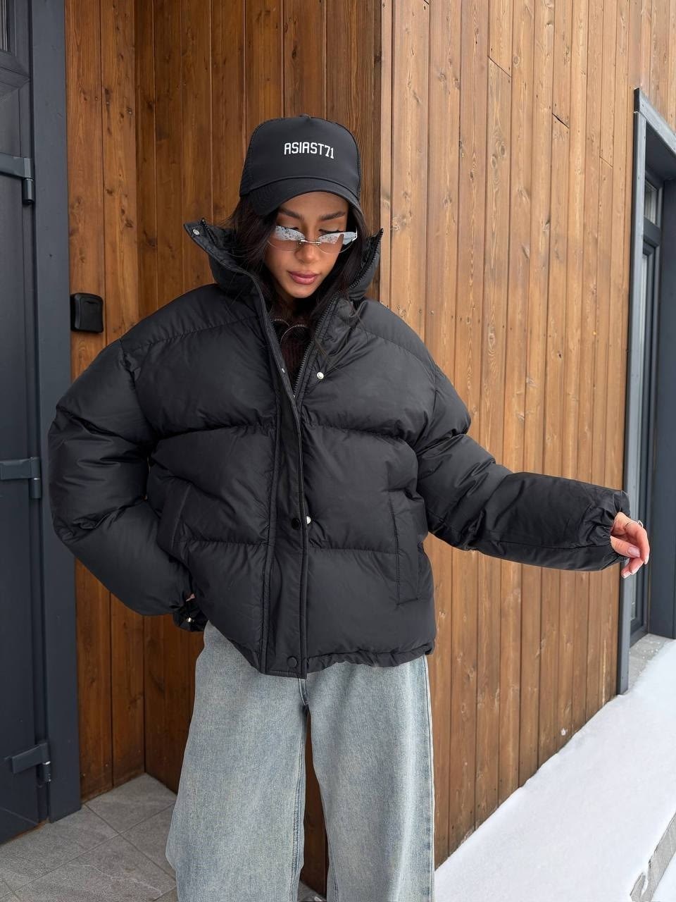 женская зимняя укороченная куртка-пуховик,куртка оверсайз,куртка-пуховик,пуховик оверсайз,теплая куртка