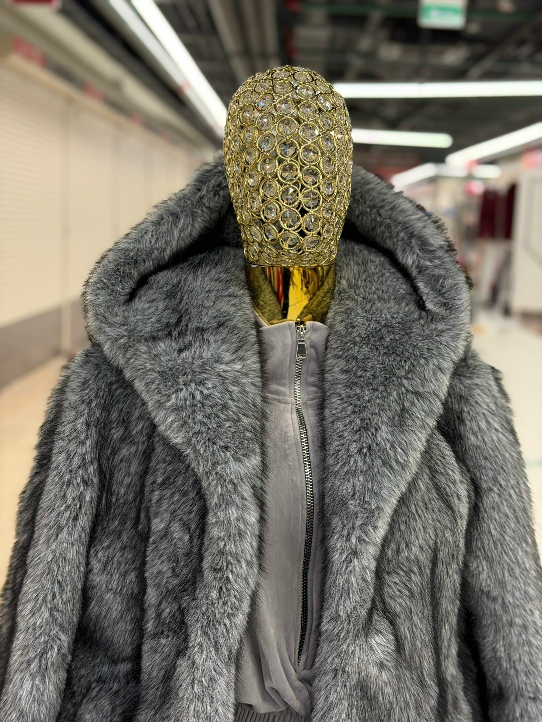 женская шуба,шуба,шуба из экомеха с капюшоном,шуба из эко меха fidan цвет серый,женская шуба из натурального кроличьего меха