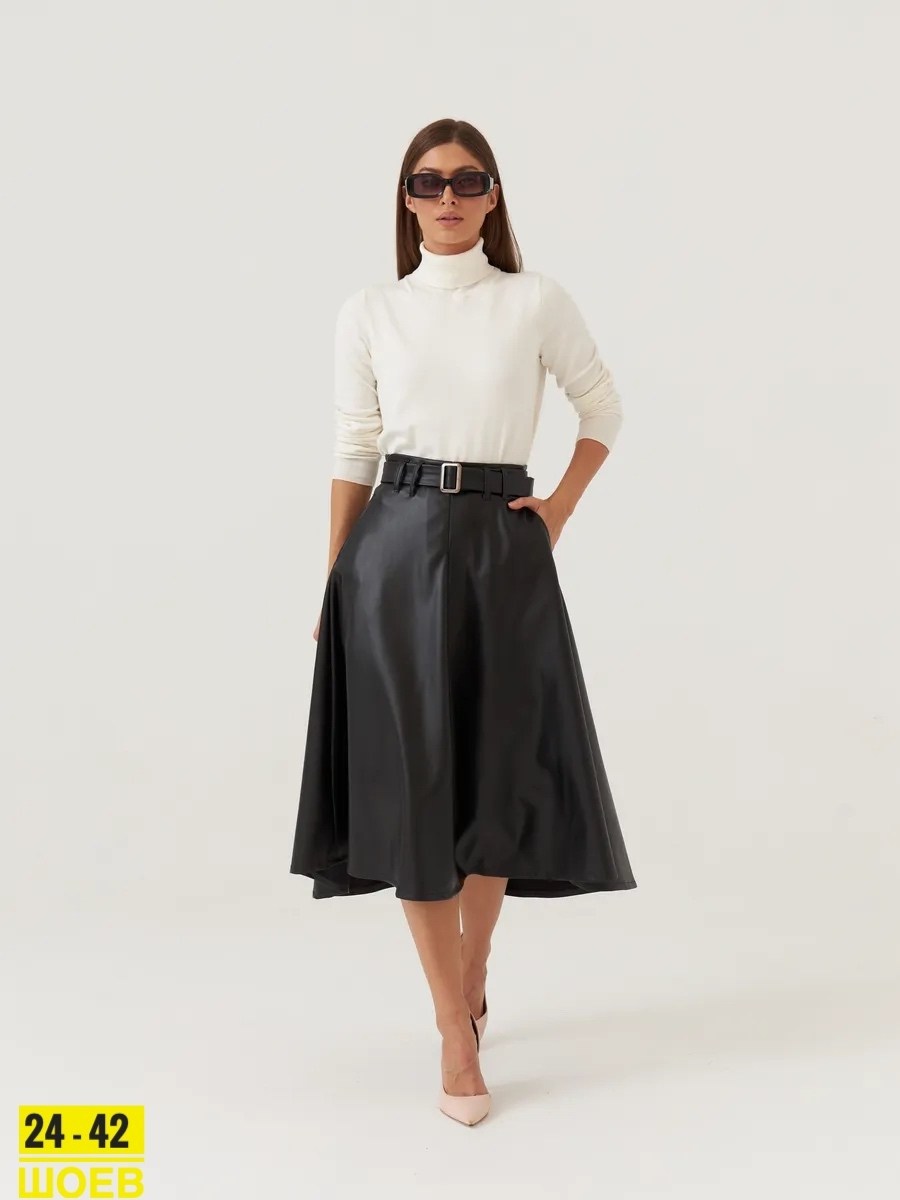 юбка трапеция миди кожаная офисная lina grazki,юбка полусолнце из экокожи с карманами и поясом chumakova fashion,юбка кожаная трапеция миди lina grazki,юбка кожаная трапеция,юбка миди из экокожи sabri