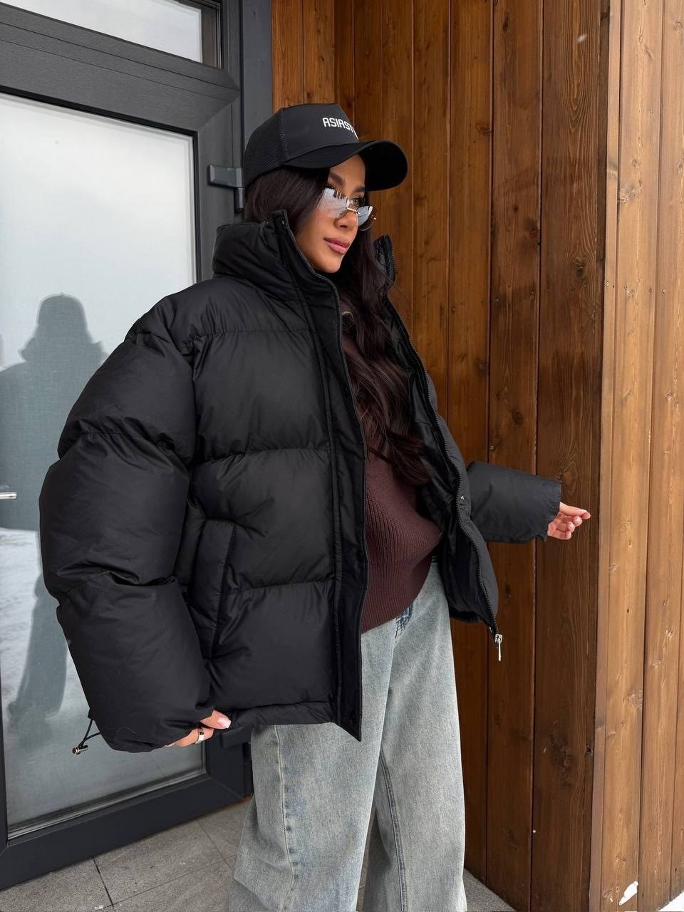 женская зимняя укороченная куртка-пуховик,куртка оверсайз,куртка-пуховик,пуховик оверсайз,теплая куртка