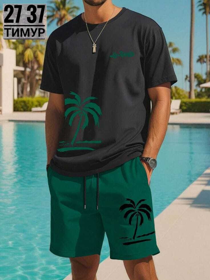 спортивный костюм летний мужской,костюм шорты футболка мужской,футболка и шорты комплект,летний костюм футболка шорты,костюм с принтом